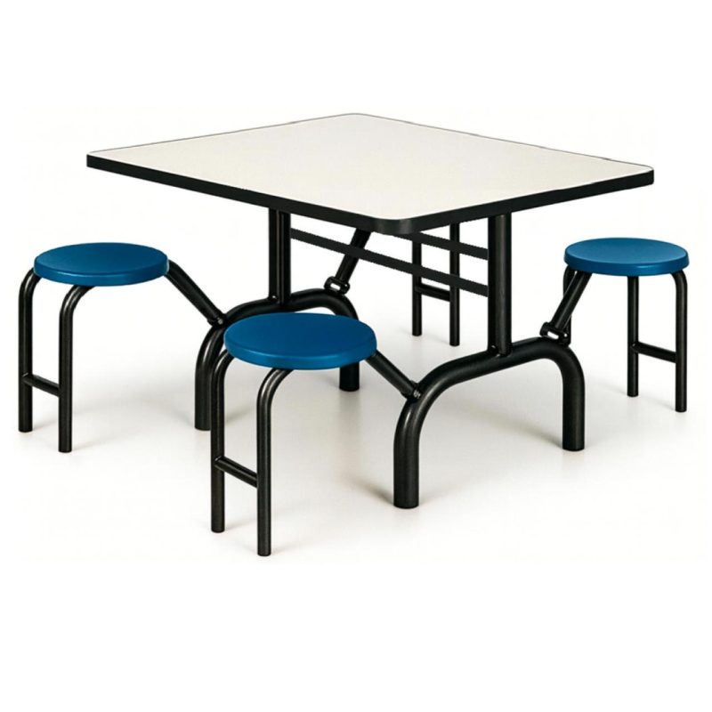 Mesa para Refeitório ESCAMOTEÁVEL 04 Lugares MDP Branco de 25 mm - Assento AZUL - 50404 Mesa para Refeitório ESCAMOTEÁVEL 04 Lugares MDP Branco de 25 mm - Assento AZUL - 50404