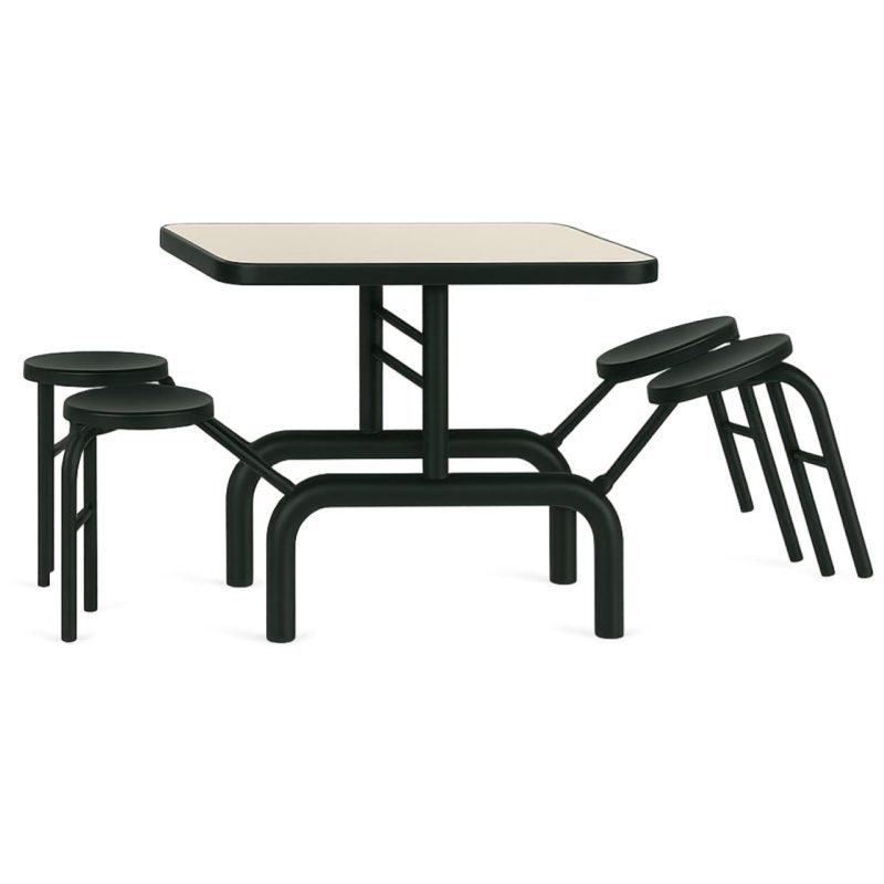 Mesa para Refeitório ESCAMOTEÁVEL 04 Lugares MDP Branco de 25 mm - Assento PRETO - 50401 Mesa para Refeitório ESCAMOTEÁVEL 04 Lugares MDP Branco de 25 mm - Assento PRETO - 50401