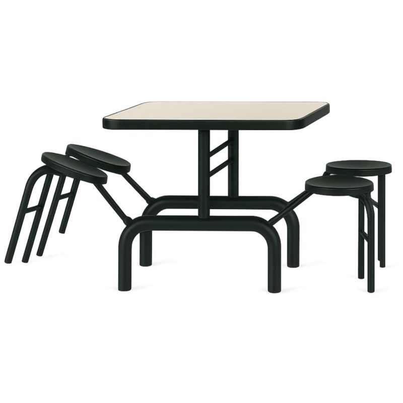 Mesa para Refeitório ESCAMOTEÁVEL 04 Lugares MDP Branco de 25 mm - Assento PRETO - 50401 Mesa para Refeitório ESCAMOTEÁVEL 04 Lugares MDP Branco de 25 mm - Assento PRETO - 50401