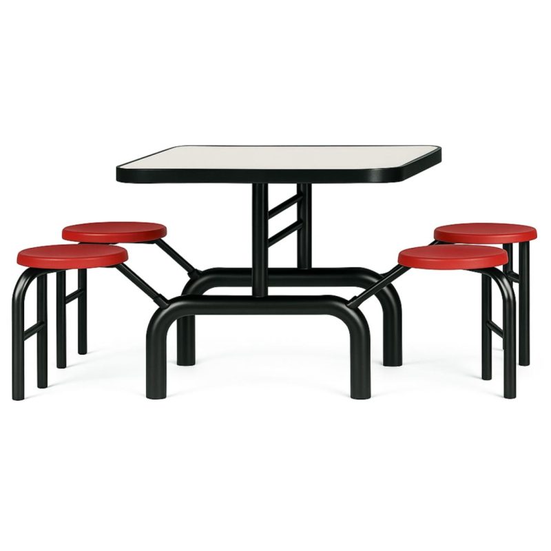 Mesa para Refeitório ESCAMOTEÁVEL 04 Lugares MDP Branco de 25 mm - Assento VERMELHO - 50402 Mesa para Refeitório ESCAMOTEÁVEL 04 Lugares MDP Branco de 25 mm - Assento VERMELHO - 50402