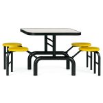 Mesa para Refeitório ESCAMOTEÁVEL 04 Lugares MDP Branco de 25 mm - Assento AMARELO - 50403 Mesa para Refeitório ESCAMOTEÁVEL 04 Lugares MDP Branco de 25 mm - Assento AMARELO - 50403