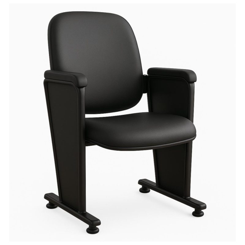 Auditório Poltrona Auditório Rebatível  02 Lugares – Linha Premium - Corino Preto - 38102