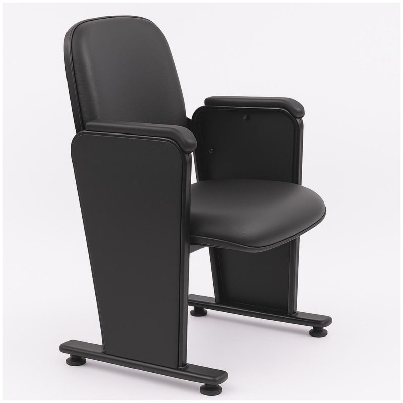 Cadeiras Escritório Poltrona Auditório Rebatível  01 Lugar – Linha Premium - Corino Preto - 38001 Cadeiras Escritório Poltrona Auditório Rebatível  01 Lugar – Linha Premium - Corino Preto - 38001