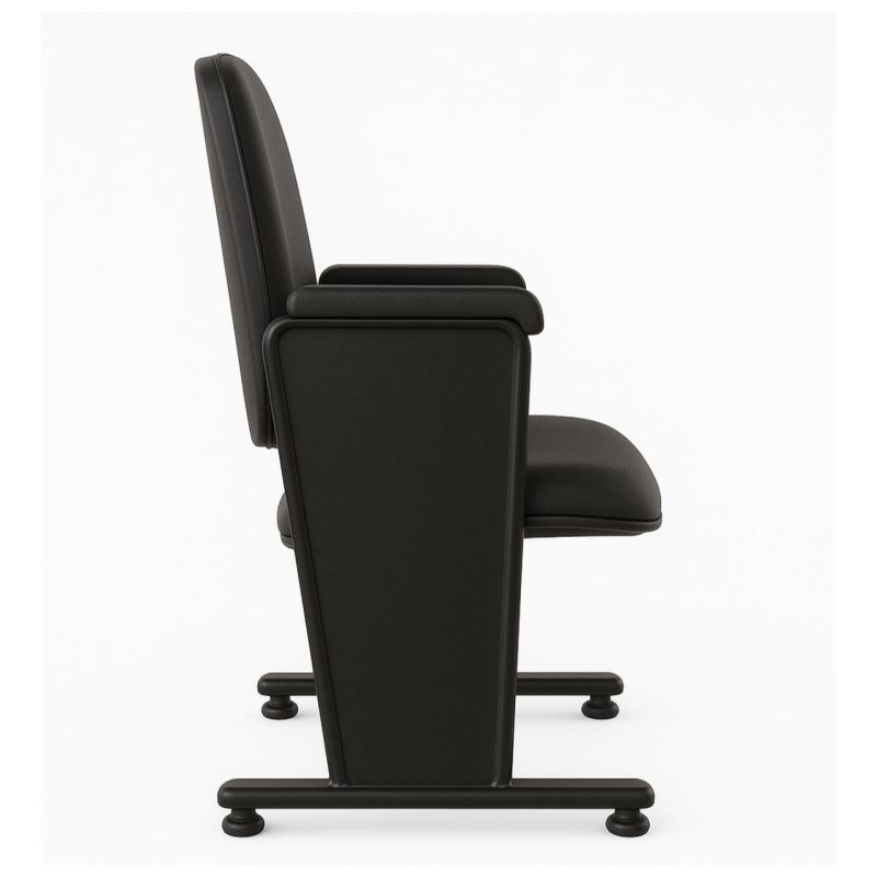 Auditório Poltrona Auditório Rebatível  03 Lugares – Linha Premium - Corino Preto - 38103