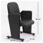 Auditório Poltrona Auditório Rebatível  04 Lugares – Linha Premium - Corino Preto - 38104