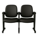 Auditório Poltrona Auditório Rebatível  02 Lugares – Linha Premium - Corino Preto - 38102