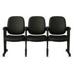 Auditório Poltrona Auditório Rebatível  03 Lugares – Linha Premium - Corino Preto - 38103