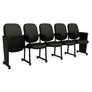 Auditório Poltrona Auditório Rebatível  05 Lugares – Linha Premium - Corino Preto - 38105