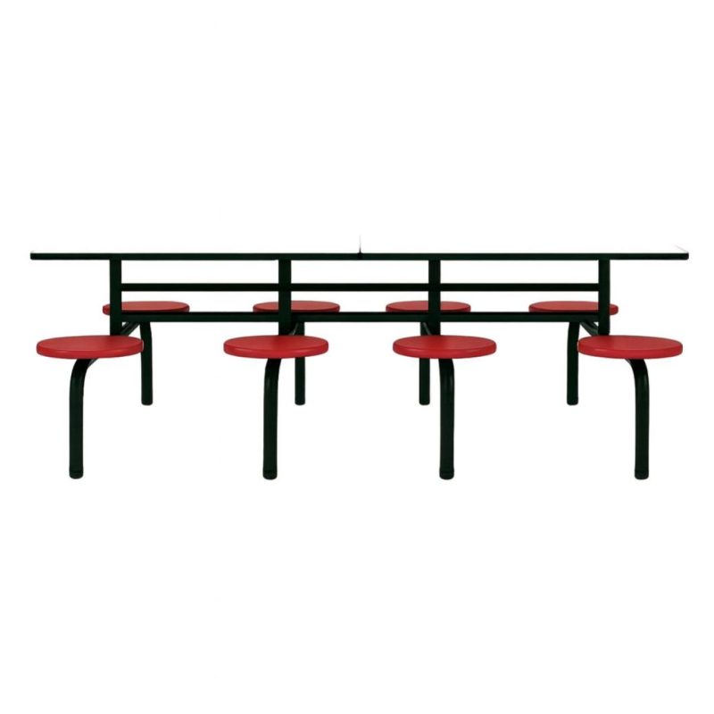 Refeitório Mesa para Refeitório FIXA 8 Lugares MDP Branco de 25 mm - Assento VERMELHO - 50103