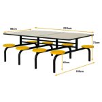 Refeitório Mesa para Refeitório FIXA 8 Lugares MDP Branco de 25 mm - Assento AMARELO - 50102