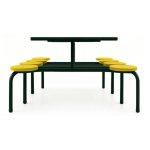 Refeitório Mesa para Refeitório FIXA 8 Lugares MDP Branco de 25 mm - Assento AMARELO - 50102