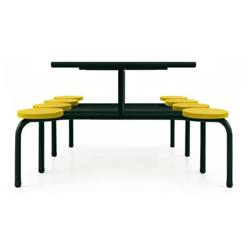 Refeitório Mesa para Refeitório FIXA 8 Lugares MDP Branco de 25 mm - Assento AMARELO - 50102