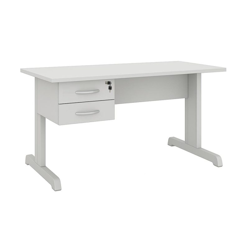 Mesa Escritório 1,20×0,60m c/ Gavetas –  CINZA/CINZA - 53084