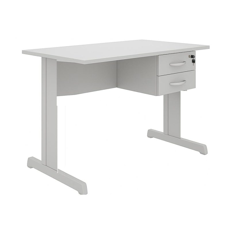 Mesa Escritório 1,20×0,60m c/ Gavetas –  CINZA/CINZA - 53084