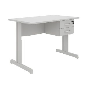 Mesa Escritório 1,20×0,60m c/ Gavetas –  CINZA/CINZA - 53084
