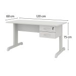 Mesa Escritório 1,20×0,60m c/ Gavetas –  CINZA/CINZA - 53084