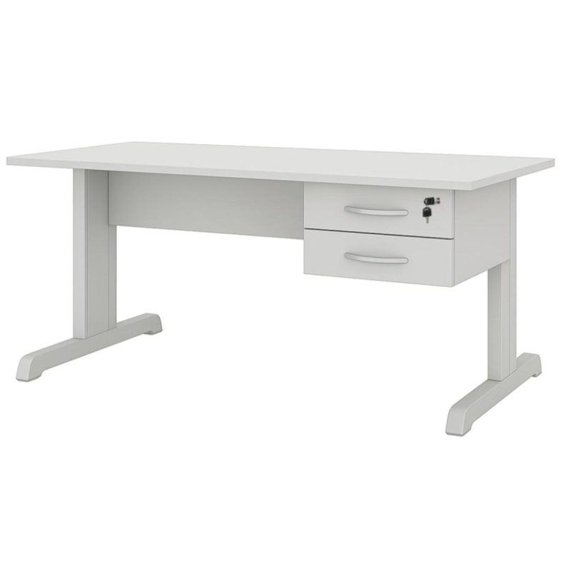 Mesa Escritório 1,50×0,60m c/ Gavetas –  CINZA/CINZA - 53082
