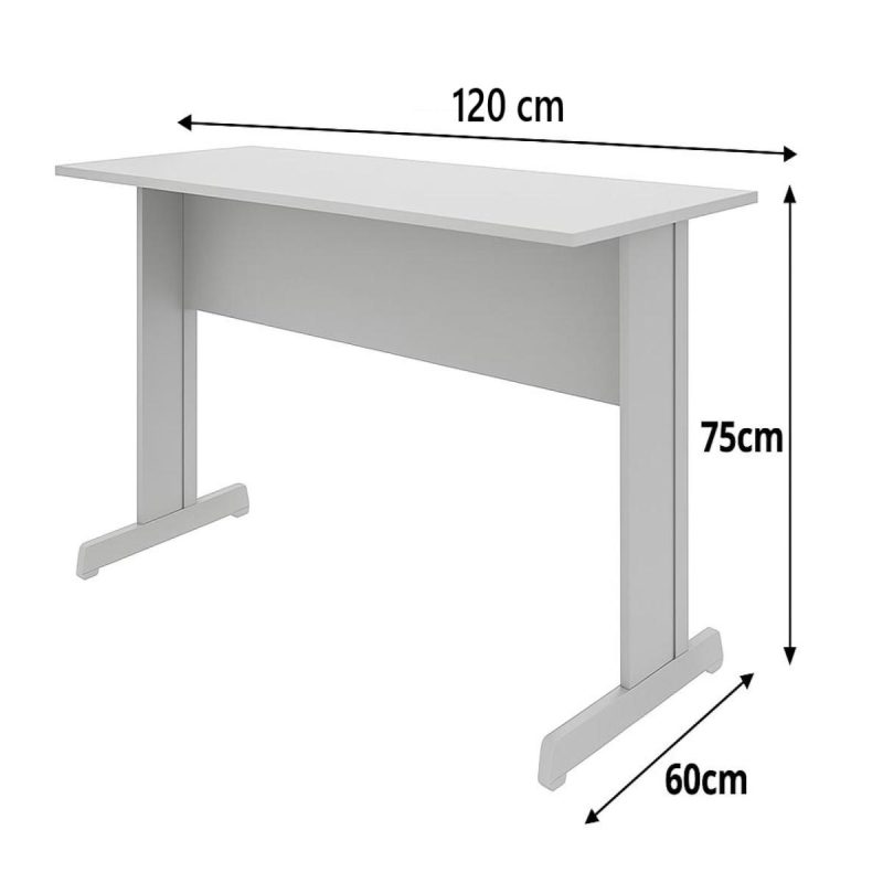 Mesa Escritório 1,20x0,60m - Sem Gavetas - JOB - CINZA/CINZA - 43099