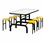 Mesa para Refeitório ESCAMOTEÁVEL 06 Lugares MDP Branco de 25 mm - Assento AMARELO - 50602