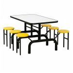 Mesa para Refeitório ESCAMOTEÁVEL 06 Lugares MDP Branco de 25 mm - Assento AMARELO - 50602