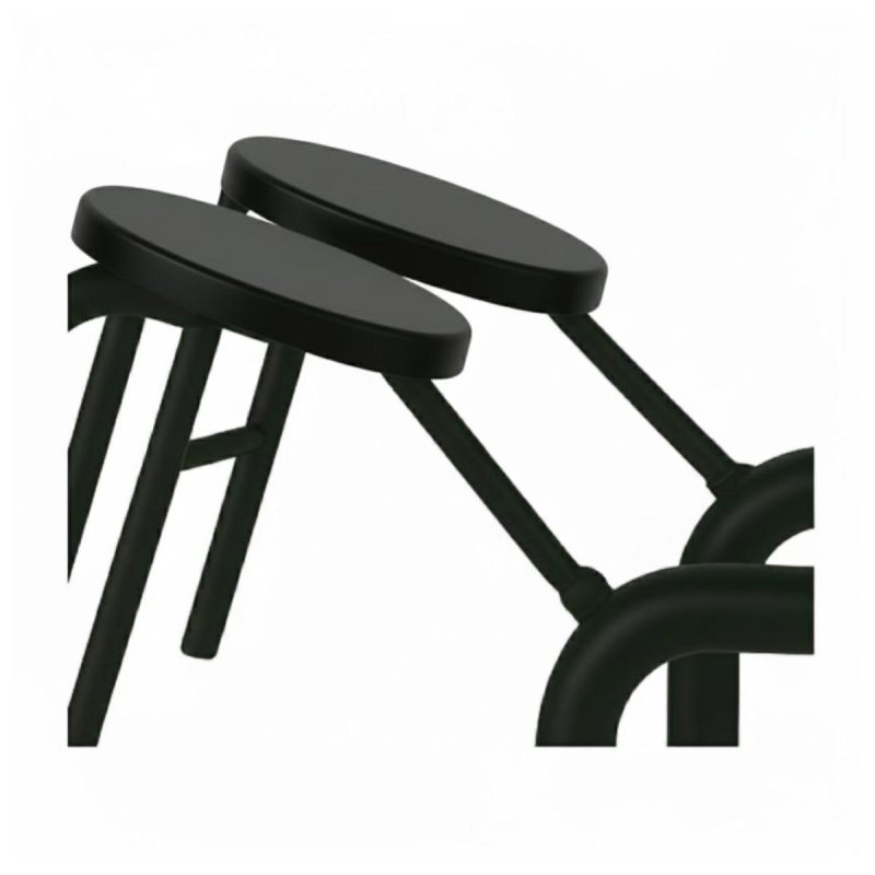 Mesa para Refeitório ESCAMOTEÁVEL 06 Lugares MDP Branco de 25 mm - Assento PRETO - 50604