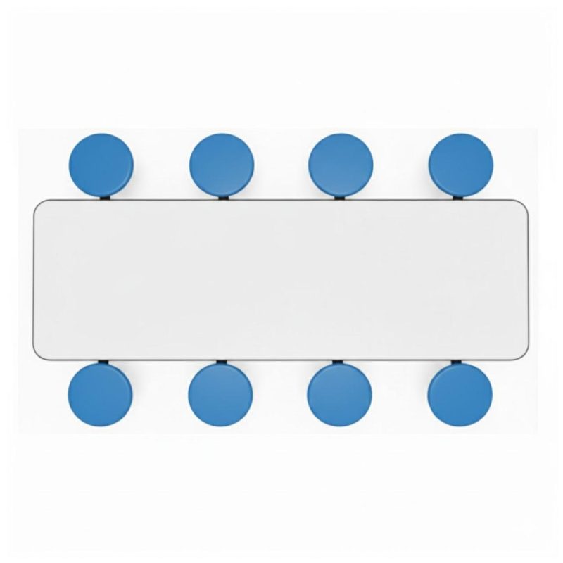 Mesa para Refeitório ESCAMOTEÁVEL 08 Lugares MDP Branco de 25 mm - Assento AZUL - 50801