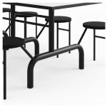 Mesa para Refeitório ESCAMOTEÁVEL 10 Lugares MDP Branco de 25 mm - Assento PRETO - 50903