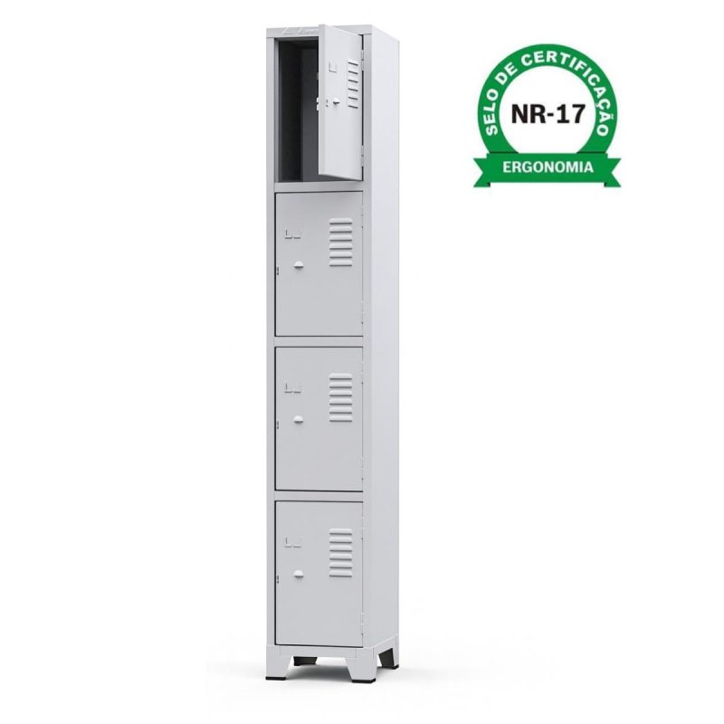 Sem categoria Armário Roupeiro de Aço c/ 04 Portas Pequenas - 1,96x0,33x0,35m - 10905