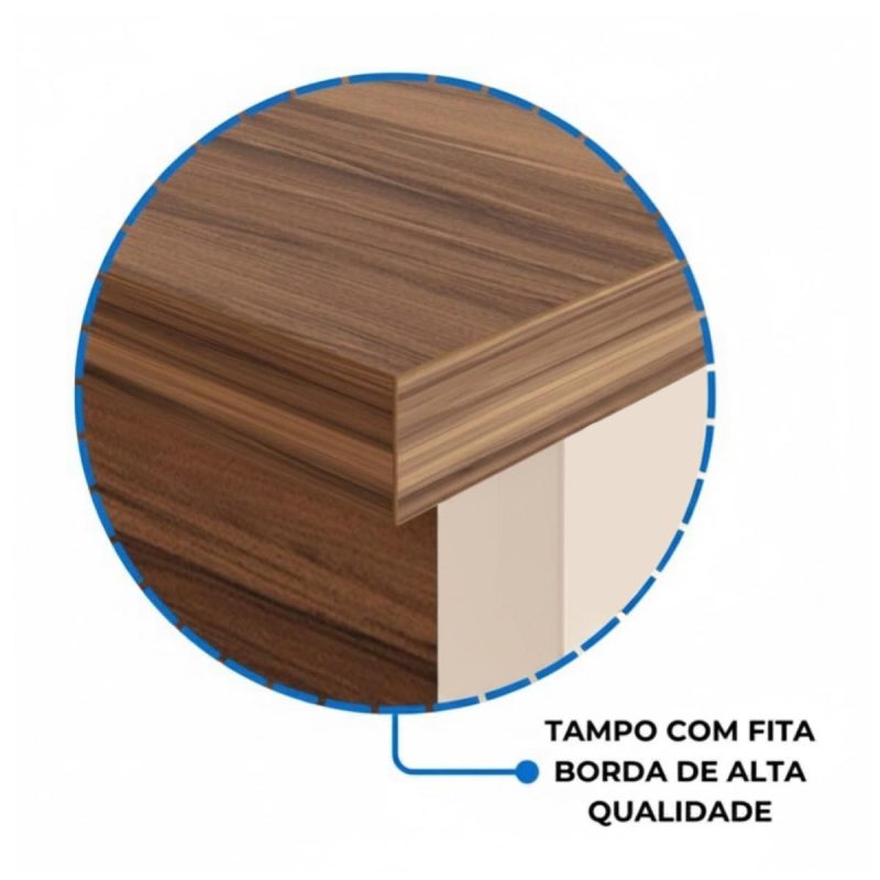 Móveis de Madeira Estação de Trabalho Dupla 1,50×1,35m 02 Lugares sem Gavetas c/  tomadas PÉ PAINEL - Nogal Sevilha/Champanhe - 34450