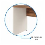 Móveis de Madeira Estação de Trabalho Dupla 1,50×1,35m 02 Lugares c/ Gavetas c/ ponto de tomada PÉ PAINEL - Nogal Sevilha/Branco - 34451