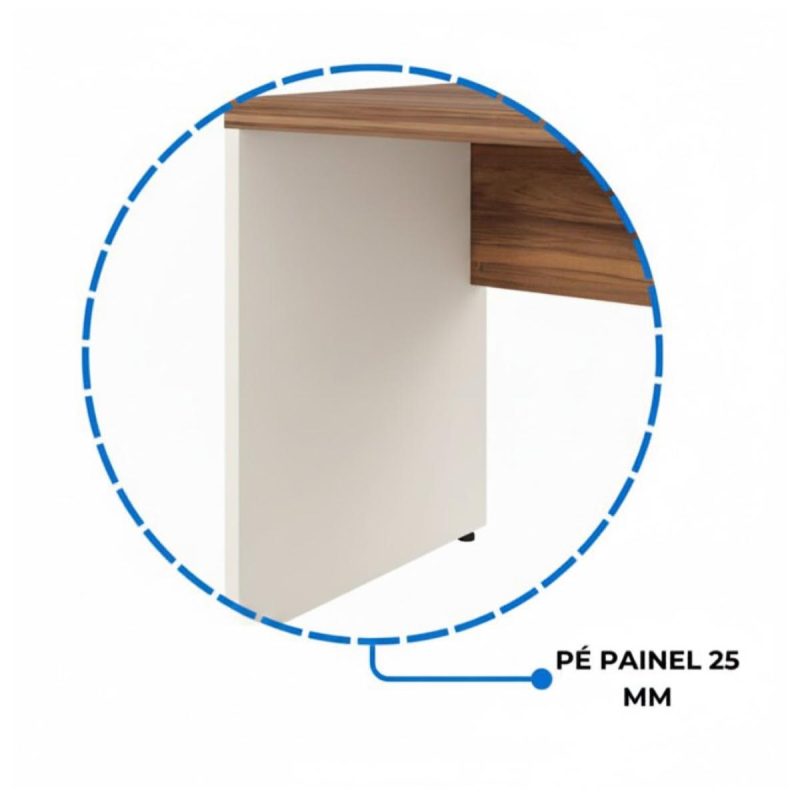 Móveis de Madeira Estação de Trabalho Dupla 1,50×1,35m 02 Lugares c/ Gavetas c/ ponto de tomada PÉ PAINEL - Nogal Sevilha/Branco - 34451