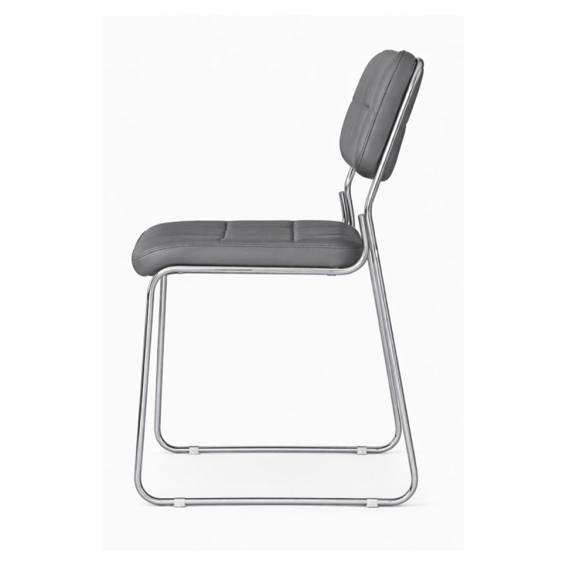 Cadeira Interlocutor Estofada Denver - Cor Cinza Escuro - 34409