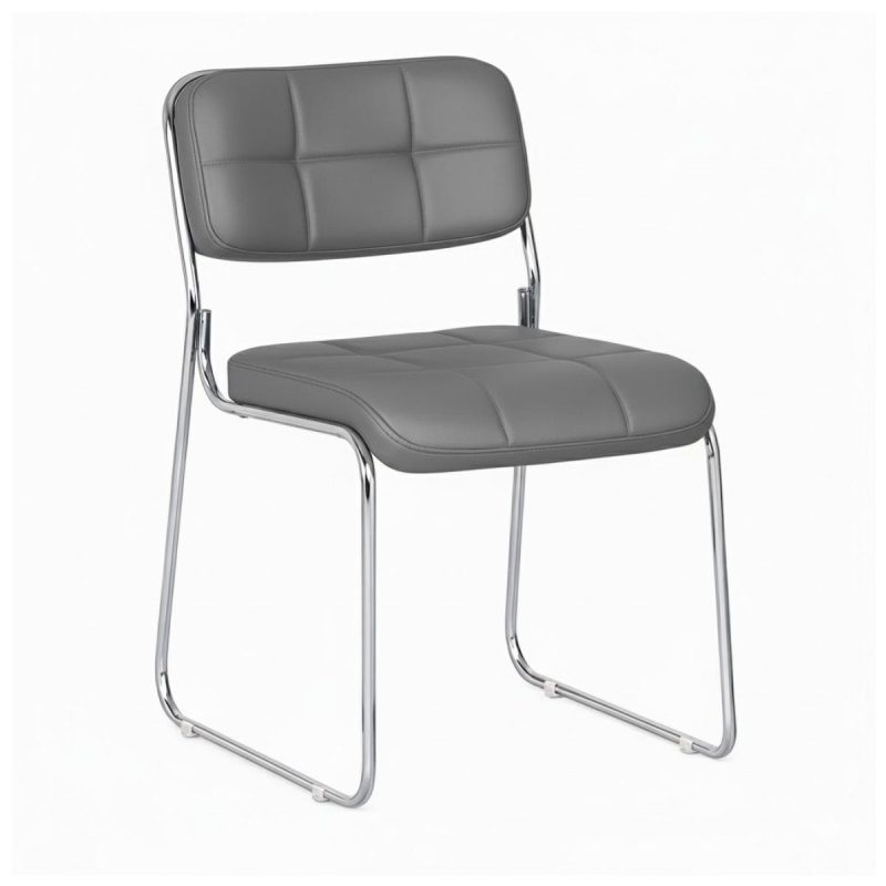 Cadeira Interlocutor Estofada Denver - Cor Cinza Escuro - 34409