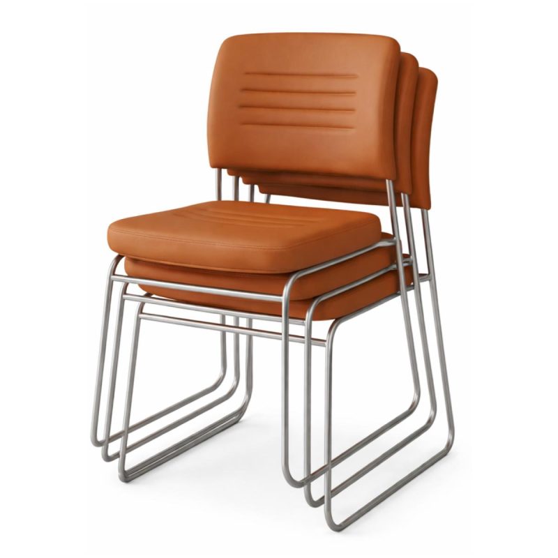 Cadeira Interlocutor Estofada RIVER - Cor CARAMELO - 48108