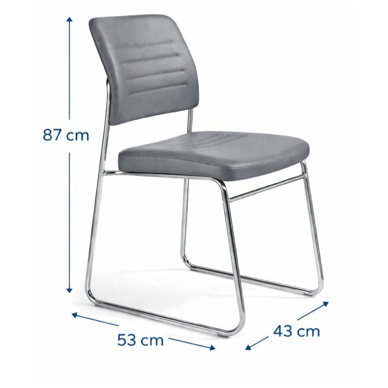 Cadeira Interlocutor Estofada RIVER - Cor CINZA - 48107