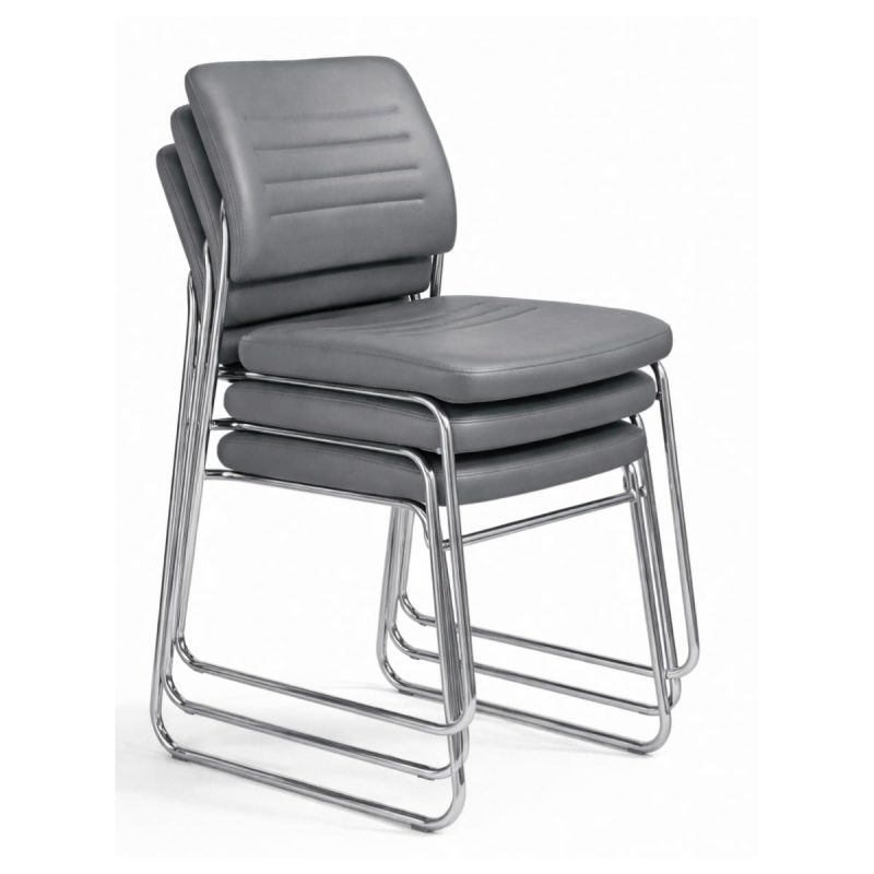 Cadeira Interlocutor Estofada RIVER - Cor CINZA - 48107