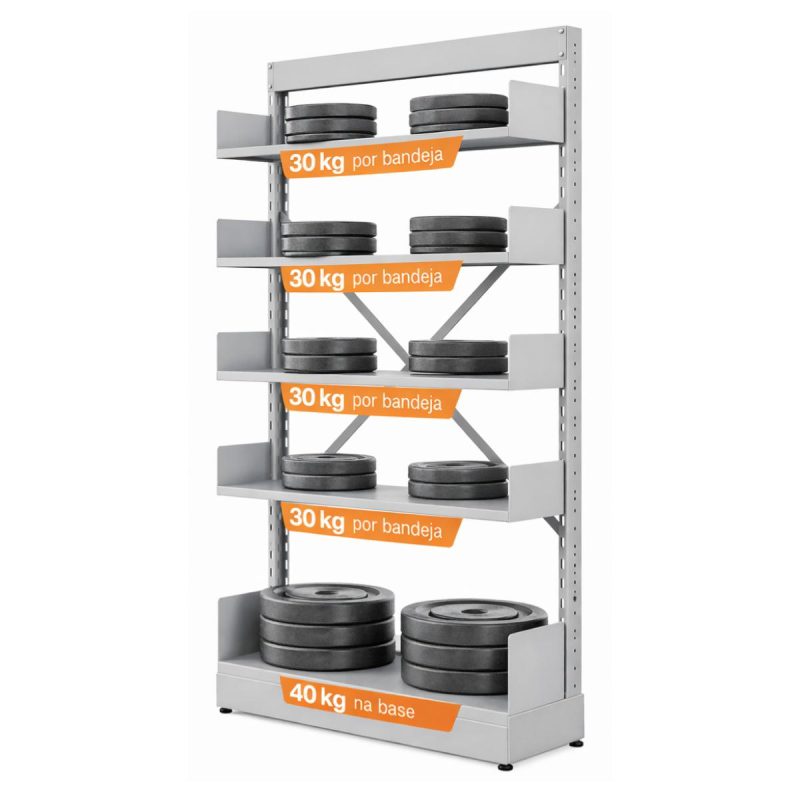 Móveis de Aço Estante Biblioteca de PAREDE com 05 Bandejas - 2,00x0,92x0,32m - 13124