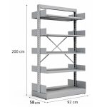 Móveis de Aço Estante Biblioteca de CENTRO com 10 Bandejas - 2,00x0,92x0,58m - 13123