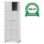 Armário Roupeiro de Aço c/ 08 Portas Pequenas - 1,96x0,63x0,35m - 10906