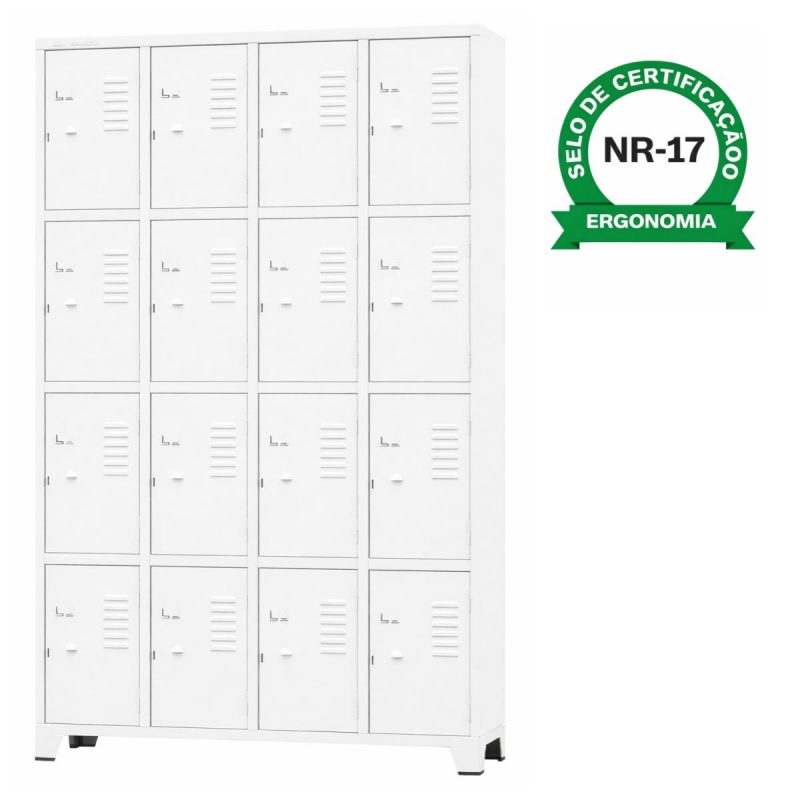 Armário Roupeiro de Aço c/ 16 Portas Pequenas - 1,96x1,23x0,36m - 10908