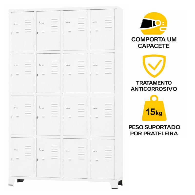 Armário Roupeiro de Aço c/ 16 Portas Pequenas - 1,96x1,23x0,36m - 10908