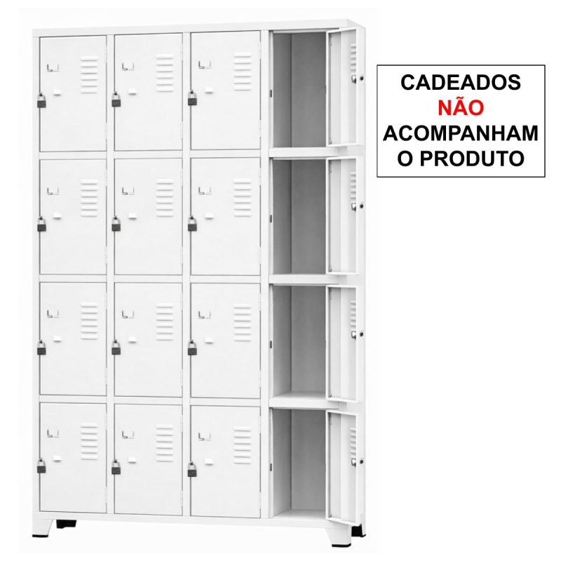 Armário Roupeiro de Aço c/ 16 Portas Pequenas - 1,96x1,23x0,36m - 10908