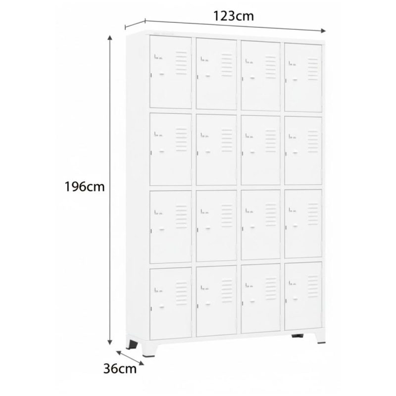 Armário Roupeiro de Aço c/ 16 Portas Pequenas - 1,96x1,23x0,36m - 10908