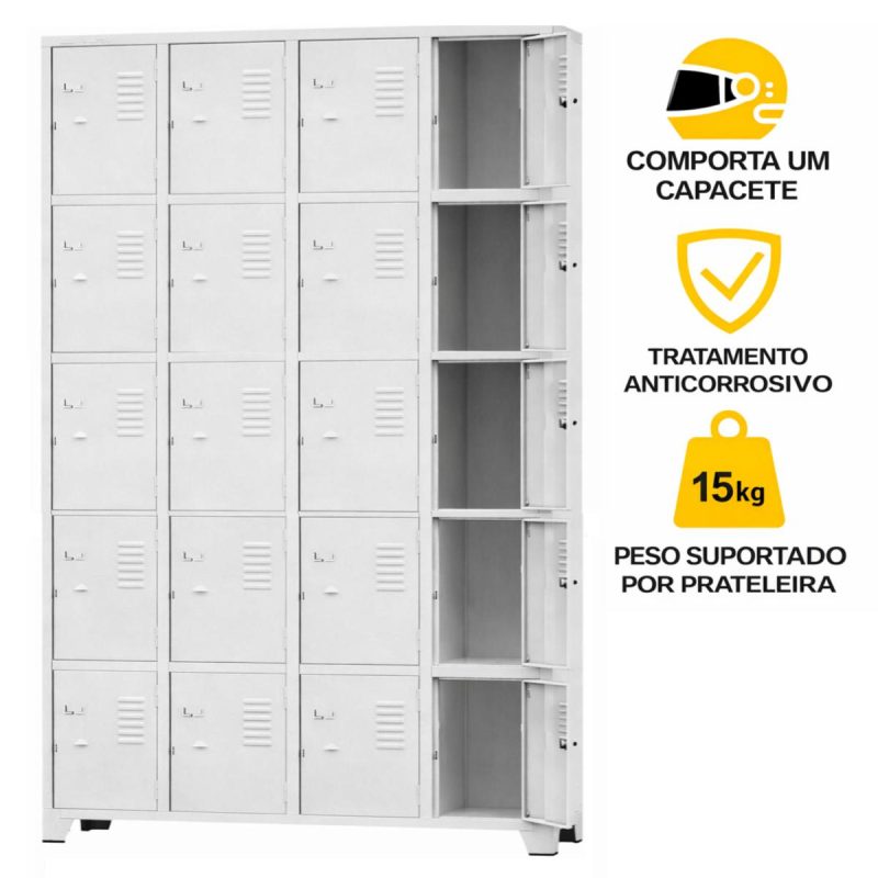 Armário Roupeiro de Aço c/ 20 Portas Pequenas - 1,96x1,23x0,36m - 10909