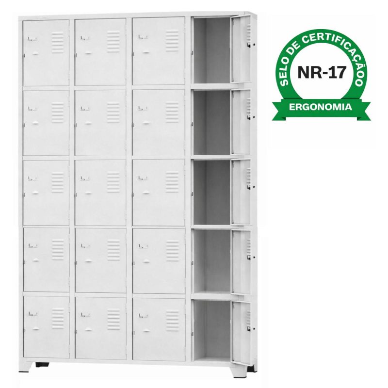 Armário Roupeiro de Aço c/ 20 Portas Pequenas - 1,96x1,23x0,36m - 10909