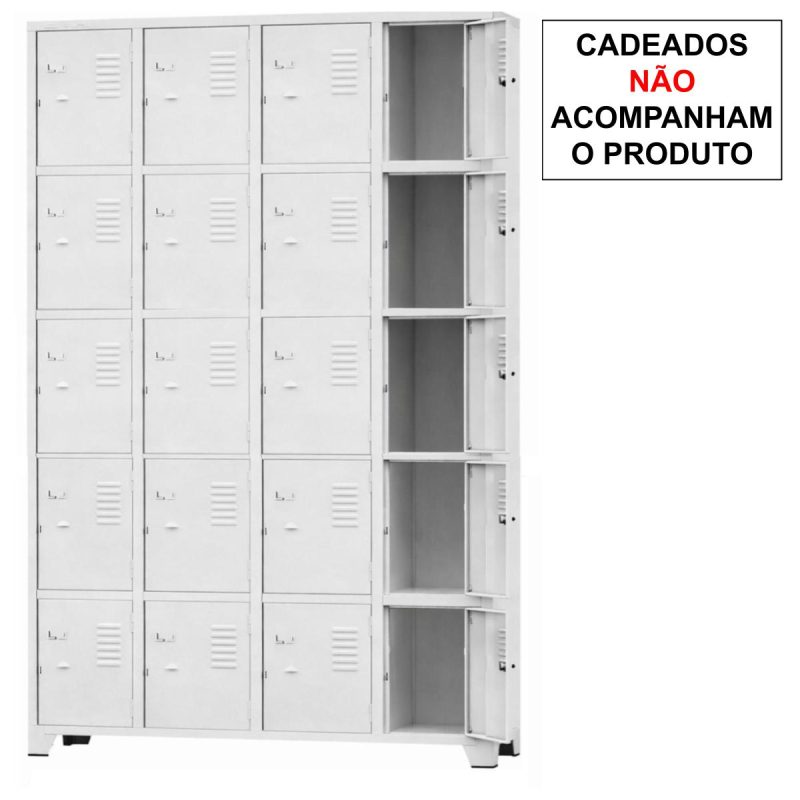 Armário Roupeiro de Aço c/ 20 Portas Pequenas - 1,96x1,23x0,36m - 10909