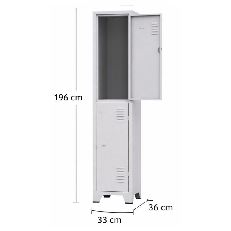 Armário Roupeiro de Aço c/ 02 Portas Grandes - 1,96x0,33x0,35m - 10901