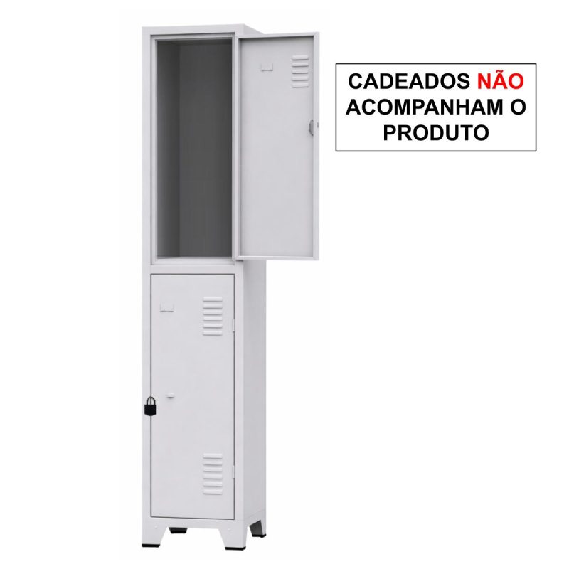 Armário Roupeiro de Aço c/ 02 Portas Grandes - 1,96x0,33x0,35m - 10901