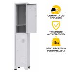 Armário Roupeiro de Aço c/ 02 Portas Grandes c/ Divisória - 1,96x0,33x0,36m - 10901