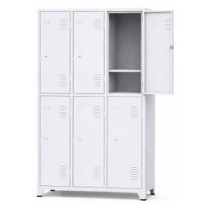 Armário Roupeiro de Aço c/ 06 Portas Grandes com Divisória  - 1,96x0,93x0,36m - 10993